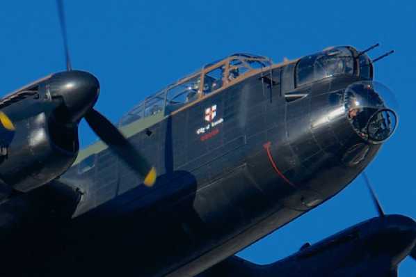 31 August 2013 - 18-04-22.jpg
City of Lincoln Lancaster bomber, part of the Battle of Britain Memorial Flight. Note face in bomb aimer's window.
#BBMFLancaster #RAFLancasterCityOfLincoln